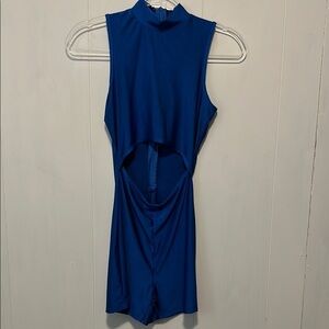 Sexy AF Blue Sleeveless Cutout Romper